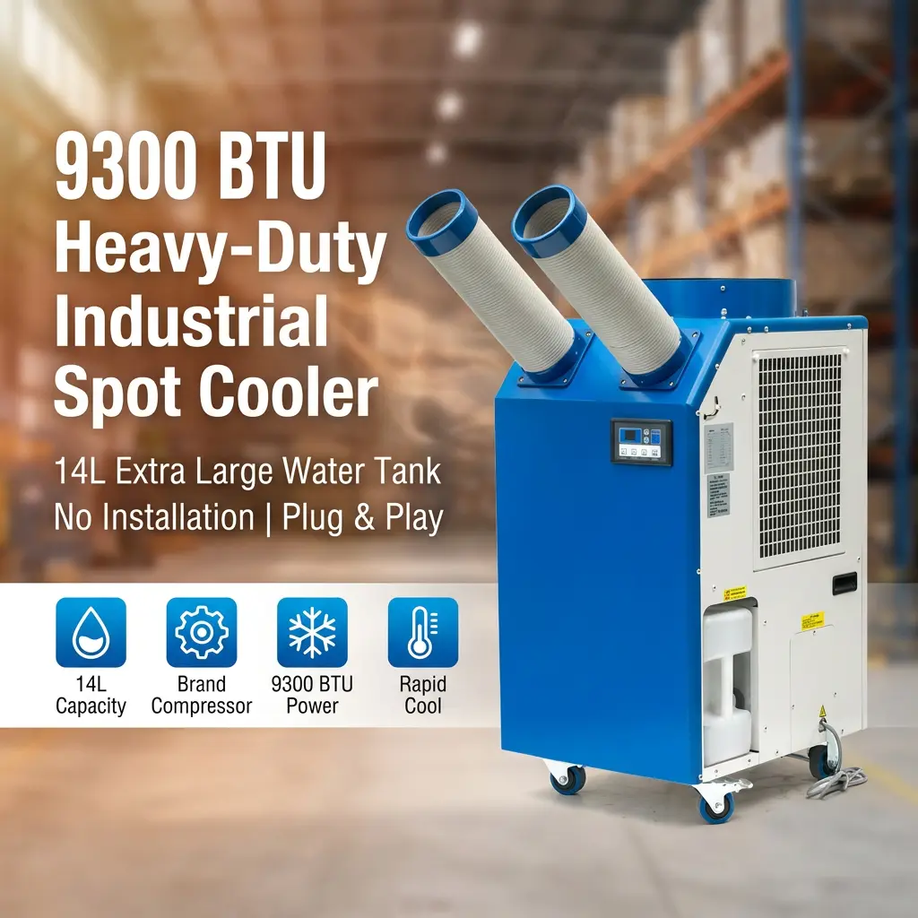 OEM 14L Large Tank 2700W Power 9300BTU Роторний компресор Портативний точковий охолоджувач Промисловий кондиціонер повітря для майстерні OEM 14L Large Tank 2700W Power 9300BTU Роторний компресор Портативний точковий охолоджувач Промисловий кондиціонер повітря для майстерні
